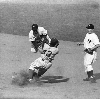 Phil Rizzuto after forcing out Jackie Robinson